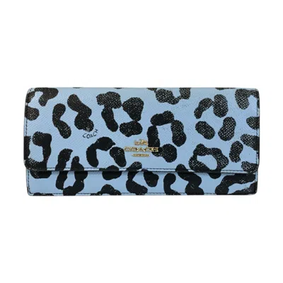 Coach Leather Long Wallet In Blue