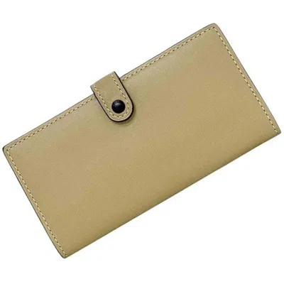 Pre-owned Coach Leather Long Wallet (tri-fold) () In Sand