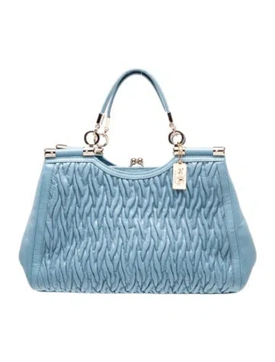 Pre-owned Coach Leather Madison Gathered Bag Large In Blue