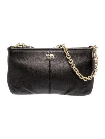 Pre-owned Coach Leather Madison Leather Chain Link Wristlet Vintage In Black