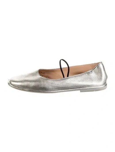 Pre-owned Coach Leather Mary Jane Flats In Silver