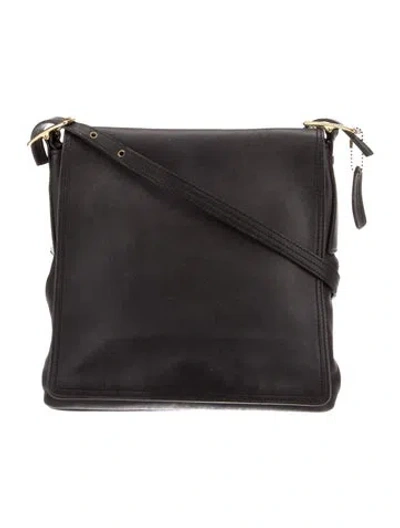Pre-owned Coach Leather Messenger Bag In Black