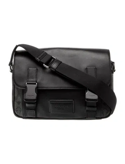 Pre-owned Coach Leather Messenger Bag In Black