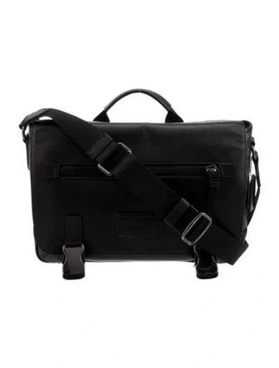 Pre-owned Coach Leather Messenger Bag In Black