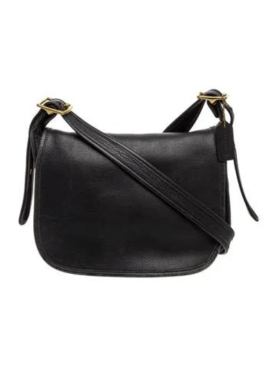 Pre-owned Coach Leather Messenger Bag In Black