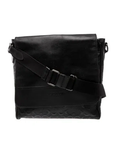Pre-owned Coach Leather Messenger Bag In Black