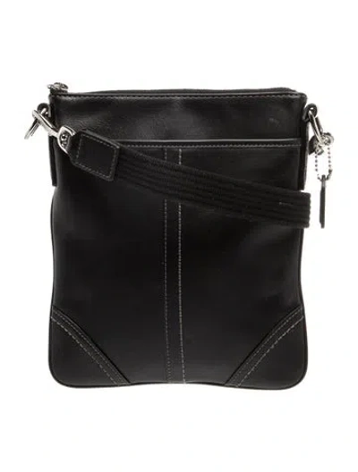 Pre-owned Coach Leather Messenger Bag In Black