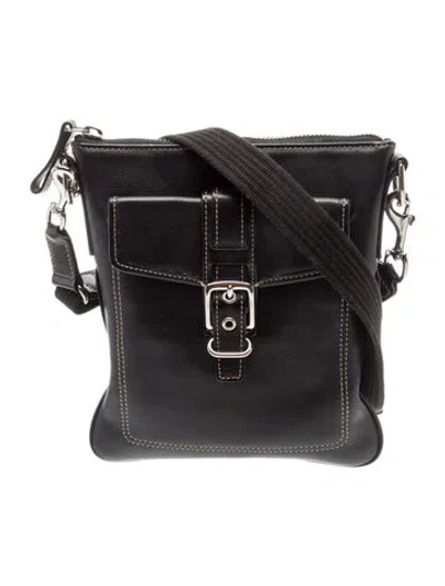 Pre-owned Coach Leather Messenger Bag In Black