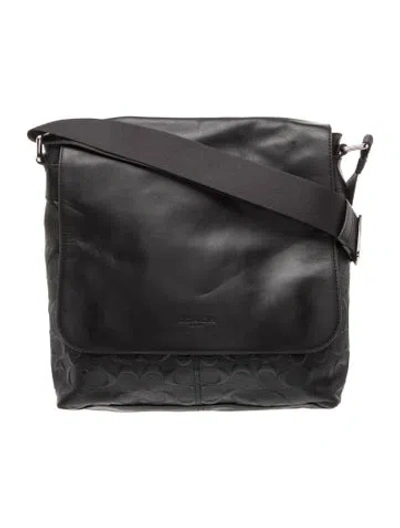 Pre-owned Coach Leather Messenger Bag In Black
