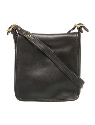 Pre-owned Coach Leather Messenger Bag In Black