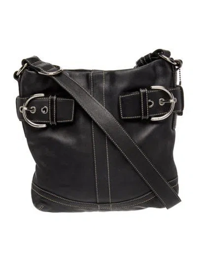 Pre-owned Coach Leather Messenger Bag In Black