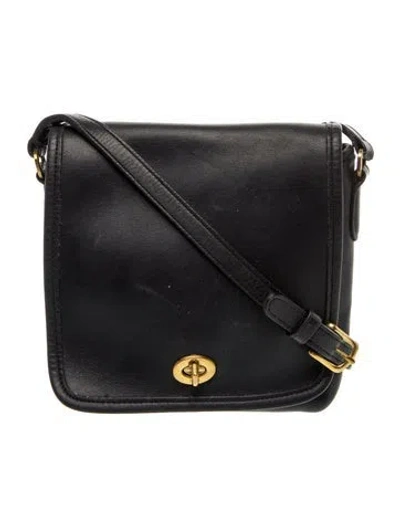 Pre-owned Coach Leather Messenger Bag In Black