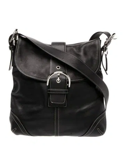 Pre-owned Coach Leather Messenger Bag In Black