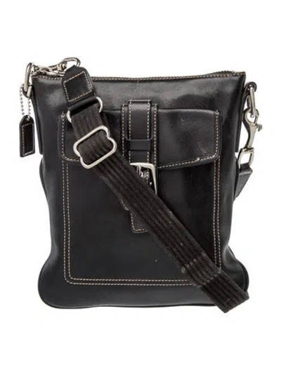 Pre-owned Coach Leather Messenger Bag In Black