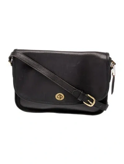 Pre-owned Coach Leather Messenger Bag In Black