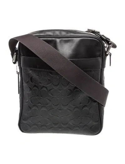 Pre-owned Coach Leather Messenger Bag In Black