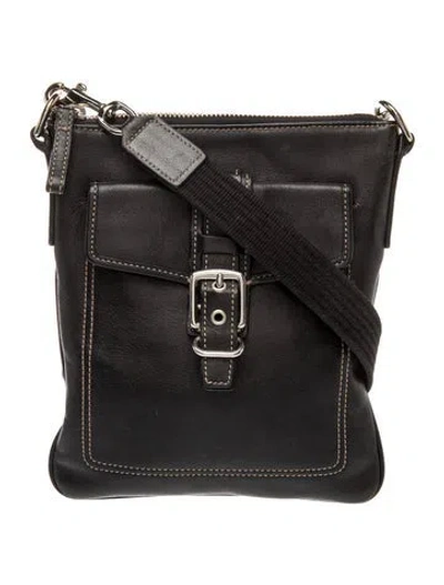 Pre-owned Coach Leather Messenger Bag In Black