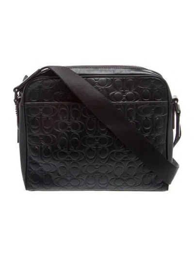 Pre-owned Coach Leather Messenger Bag In Black
