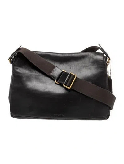 Pre-owned Coach Leather Messenger Bag In Black