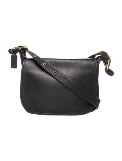 Pre-owned Coach Leather Messenger Bag In Black