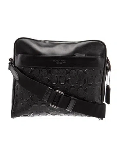 Pre-owned Coach Leather Messenger Bag In Black