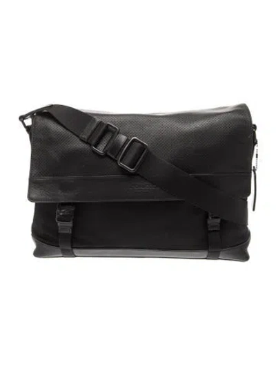 Pre-owned Coach Leather Messenger Bag In Black