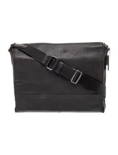 Pre-owned Coach Leather Messenger Bag In Black