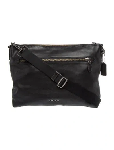 Pre-owned Coach Leather Messenger Bag In Black