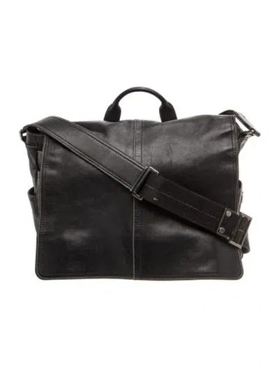 Pre-owned Coach Leather Messenger Bag In Black