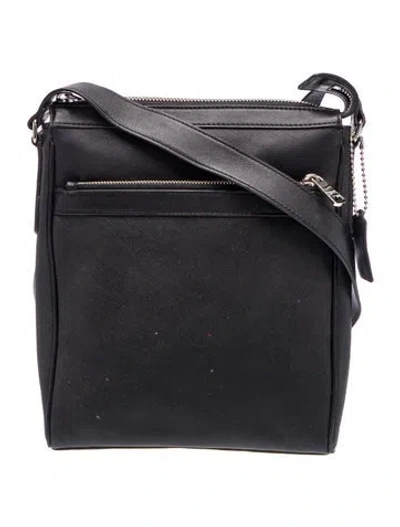 Pre-owned Coach Leather Messenger Bag In Black