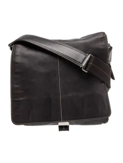 Pre-owned Coach Leather Messenger Bag In Black