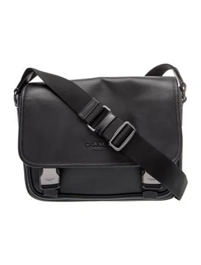 Pre-owned Coach Leather Messenger Bag In Black