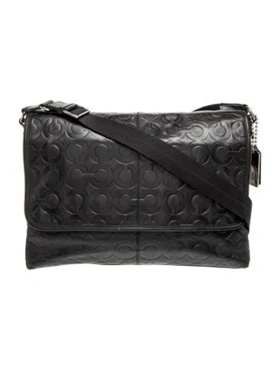 Pre-owned Coach Leather Messenger Bag In Black
