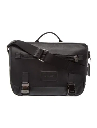 Pre-owned Coach Leather Messenger Bag In Black