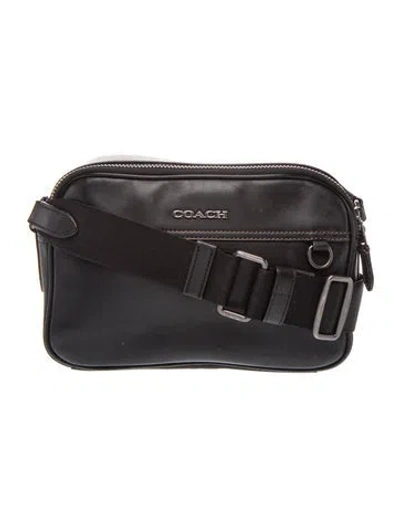Pre-owned Coach Leather Messenger Bag In Black