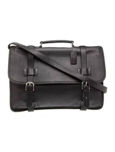 Pre-owned Coach Leather Messenger Bag In Black/grey