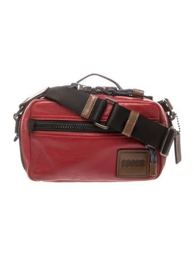 Pre-owned Coach Leather Messenger Bag In Black/red