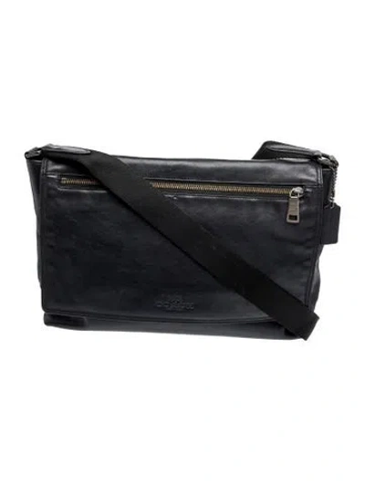 Pre-owned Coach Leather Messenger Bag In Blue