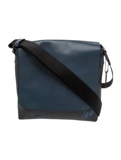 Pre-owned Coach Leather Messenger Bag In Blue