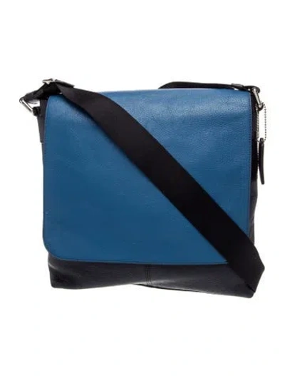 Pre-owned Coach Leather Messenger Bag In Blue