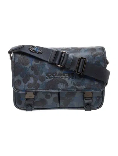Pre-owned Coach Leather Messenger Bag In Blue