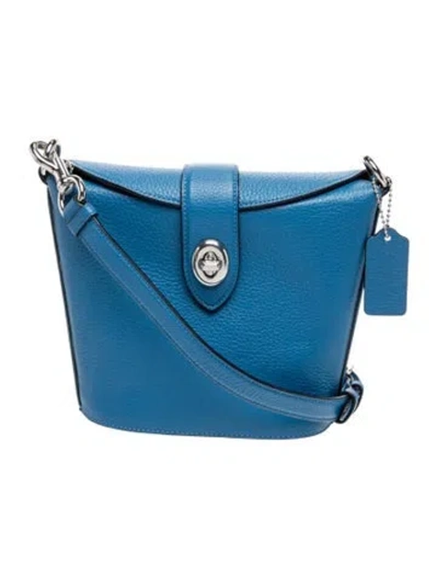 Pre-owned Coach Leather Messenger Bag In Blue