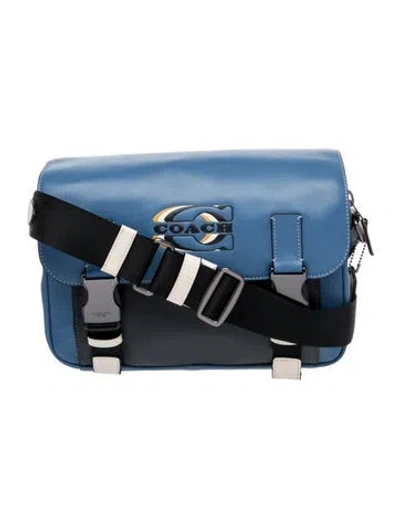 Pre-owned Coach Leather Messenger Bag In Blue