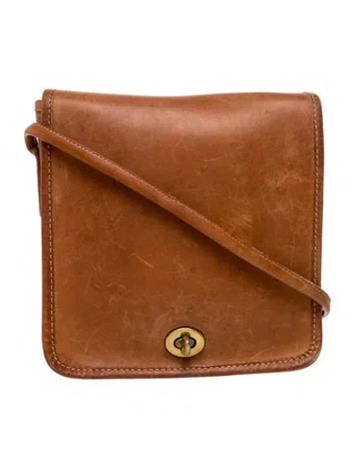 Pre-owned Coach Leather Messenger Bag In Brown