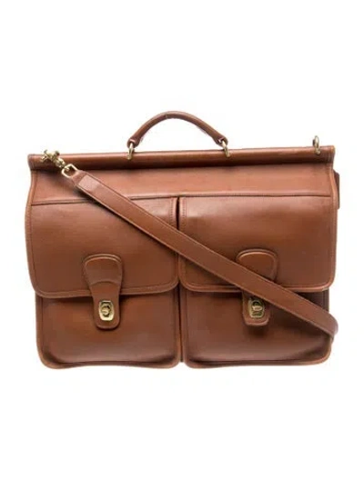 Pre-owned Coach Leather Messenger Bag In Brown