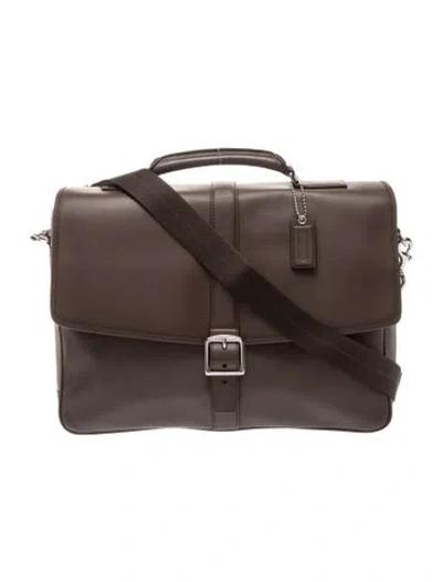Pre-owned Coach Leather Messenger Bag In Brown