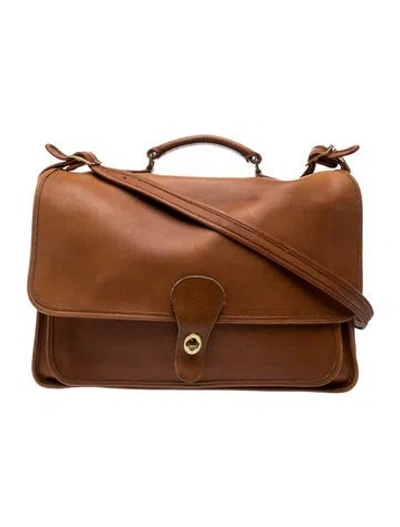 Pre-owned Coach Leather Messenger Bag In Brown