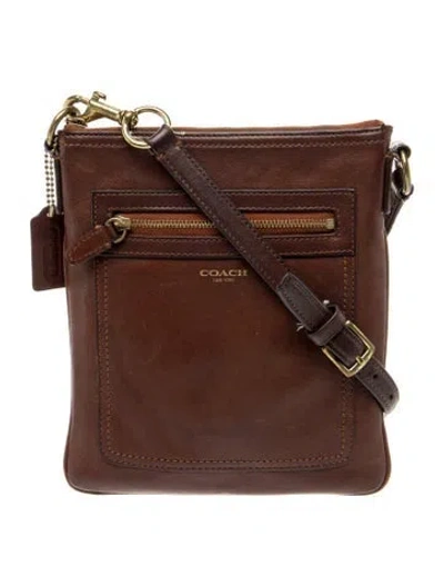 Pre-owned Coach Leather Messenger Bag In Burgundy