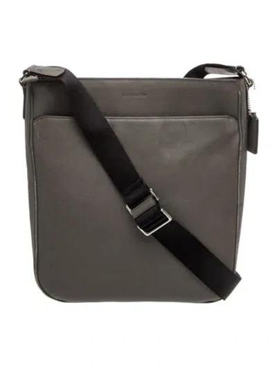 Pre-owned Coach Leather Messenger Bag In Gray