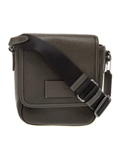 Pre-owned Coach Leather Messenger Bag In Gray